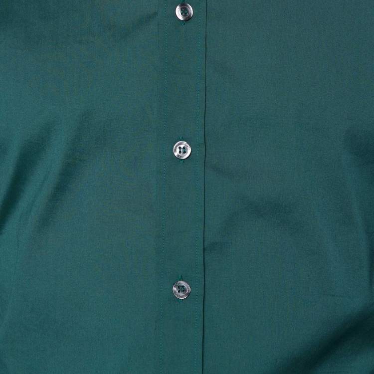 Pre Owned D&G Green Cotton Button Front Brad Fit Shirt M