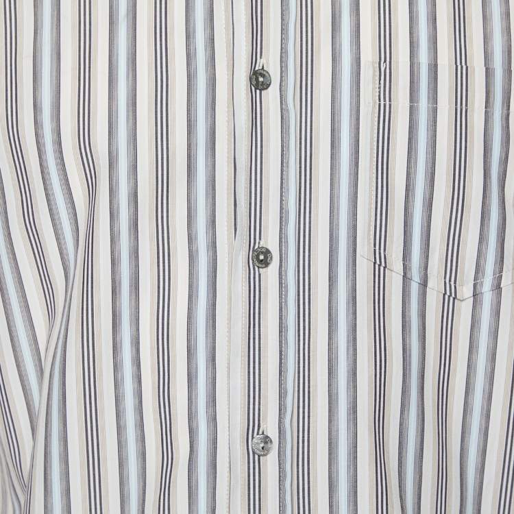 Pre Owned D&G Beige Striped Cotton Button Front Shirt M