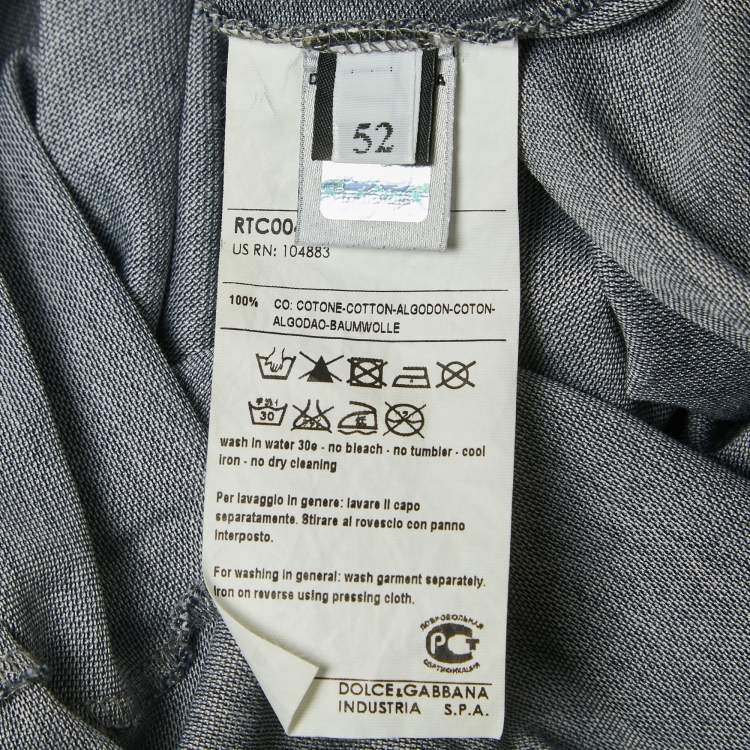 Pre Owned D&G Grey/Navy Blue Cotton Pique Polo T-Shirt XL