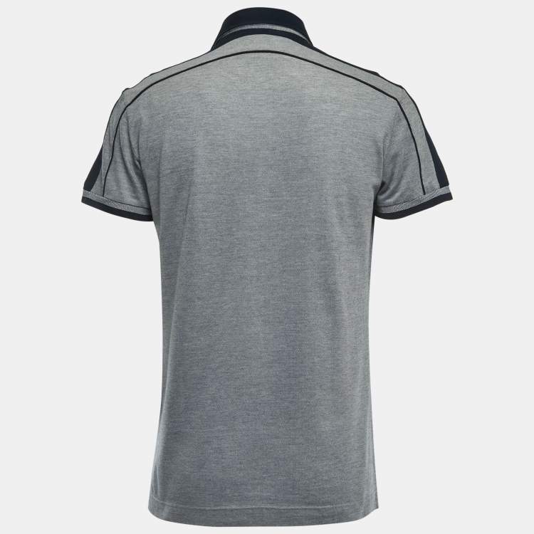 Pre Owned D&G Grey/Navy Blue Cotton Pique Polo T-Shirt XL