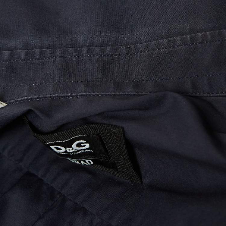Pre Owned D&G Brad Navy Blue Cotton Button Front Full Sleeve Shirt S