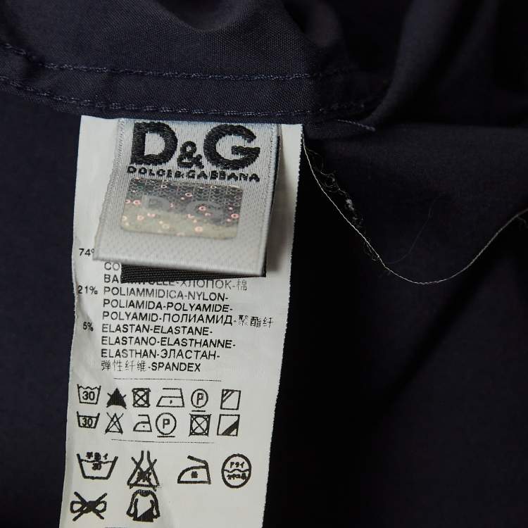 Pre Owned D&G Brad Navy Blue Cotton Button Front Full Sleeve Shirt S