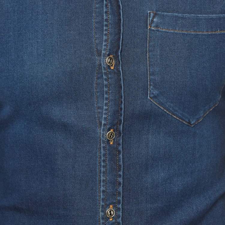 Pre Owned D&G Brad Blue Denim Button Front Full Sleeve Shirt S