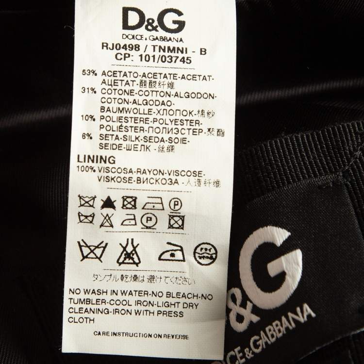 Pre Owned D&G Black Geometric Pattern Jacquard Single Breasted Slim Fit Blazer M  