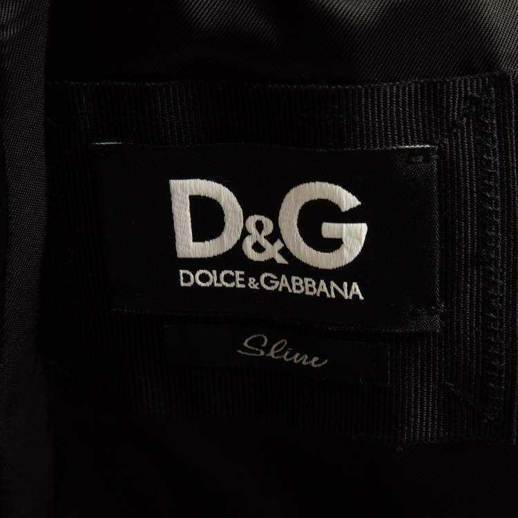Pre Owned D&G Black Geometric Pattern Jacquard Single Breasted Slim Fit Blazer M  