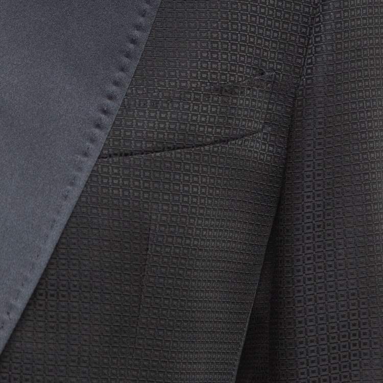 Pre Owned D&G Black Geometric Pattern Jacquard Single Breasted Slim Fit Blazer M  