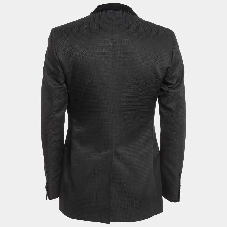 Pre Owned D&G Black Geometric Pattern Jacquard Single Breasted Slim Fit Blazer M  