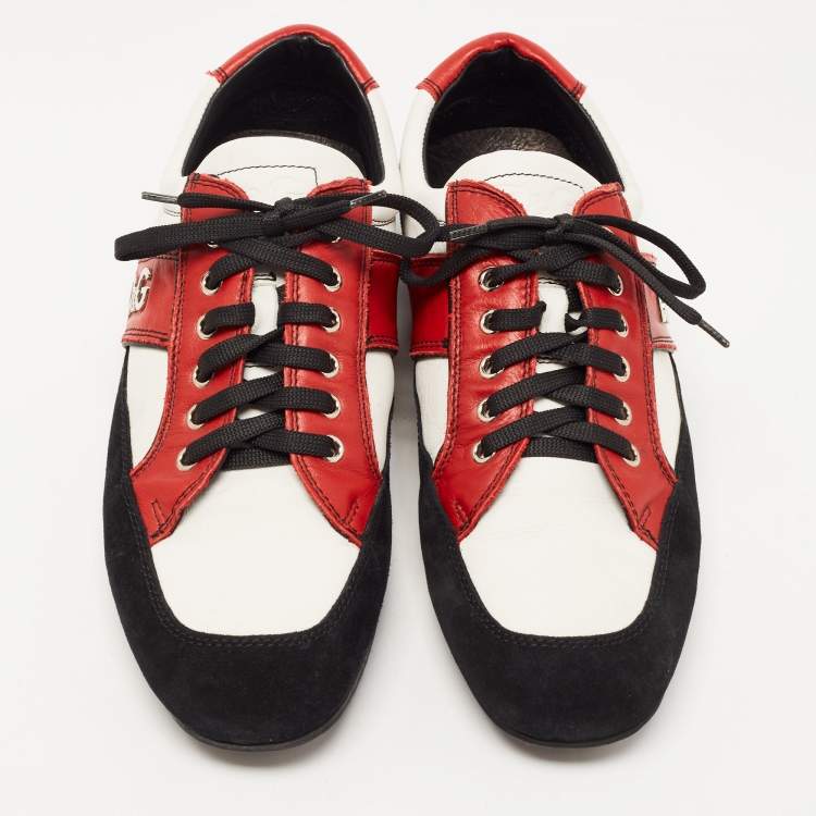 Pre Owned D&G Tricolor Leather and Suede Low Top Sneakers Size 43.5