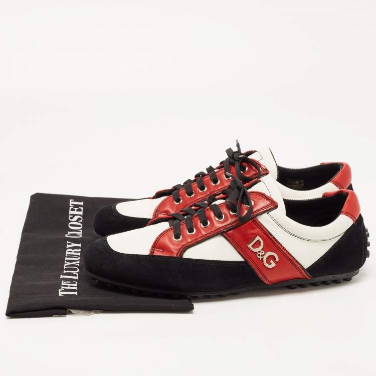Pre Owned D&G Tricolor Leather and Suede Low Top Sneakers Size 43.5