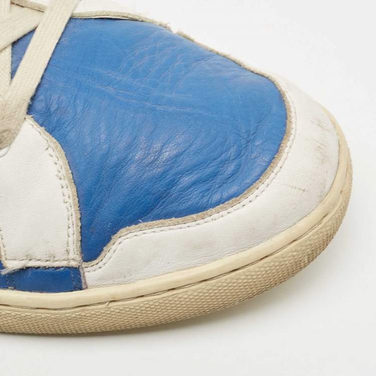 Pre Owned D&G Blue/White Leather and Suede High Top Sneakers Size 45