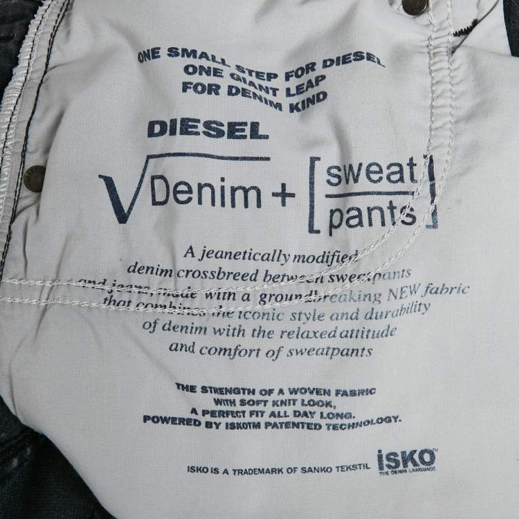 Pre Owned Diesel Dark Grey Distressed Denim Thommer CBB-NE Sweat Jeans M Waist 32"
