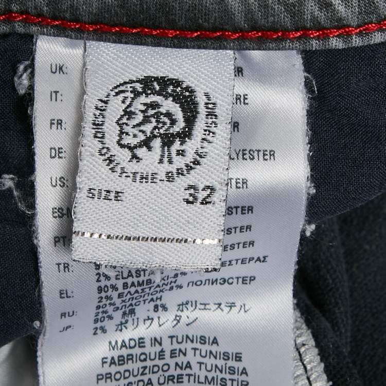 Pre Owned Diesel Dark Grey Distressed Denim Thommer CBB-NE Sweat Jeans M Waist 32"