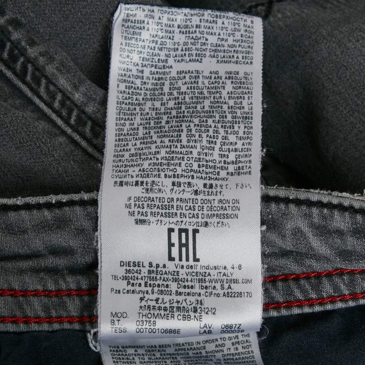 Pre Owned Diesel Dark Grey Distressed Denim Thommer CBB-NE Sweat Jeans M Waist 32"