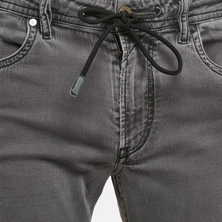 Pre Owned Diesel Dark Grey Distressed Denim Thommer CBB-NE Sweat Jeans M Waist 32"