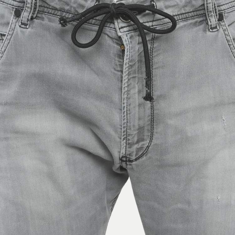 Pre Owned Diesel Grey Distressed Denim Jeans L Waist 34"