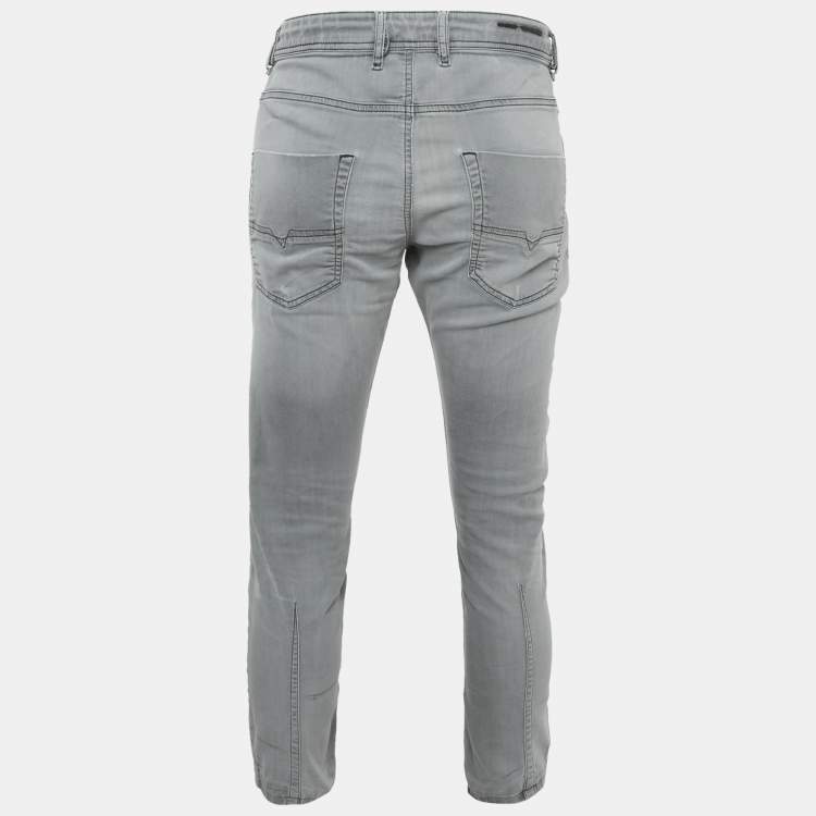 Pre Owned Diesel Grey Distressed Denim Jeans L Waist 34"