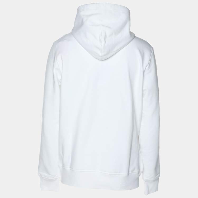 Pre Owned Diesel White Cotton Logo Print Hoodie M