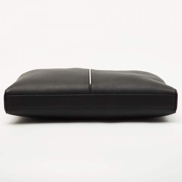 Pre Owned Dior Homme Black Leather Zip Briefcase Bag