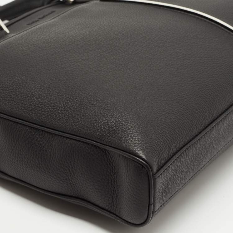 Pre Owned Dior Homme Black Leather Zip Briefcase Bag