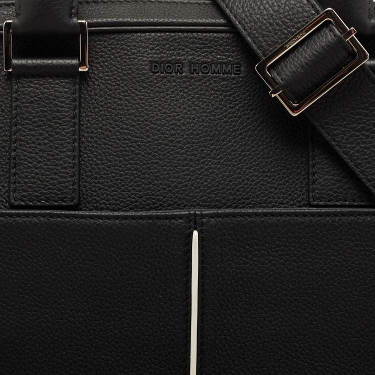 Pre Owned Dior Homme Black Leather Zip Briefcase Bag