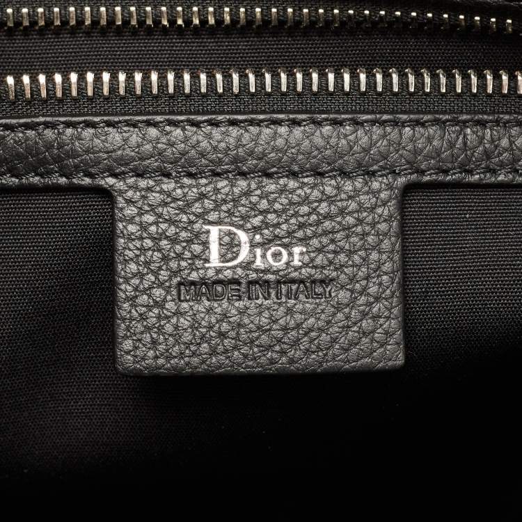 Pre Owned Dior Homme Black Leather Zip Briefcase Bag