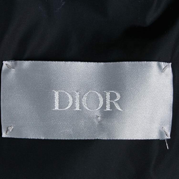Pre Owned Dior Homme Navy Blue Oblique Pattern Nylon Puffer Jacket M