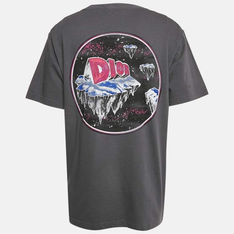 Pre Owned Dior Homme Grey Printed Cotton T-Shirt XL