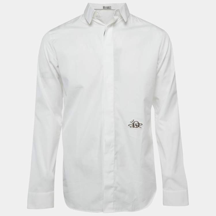 Pre Owned Dior Homme X Cactus White Logo Applique Cotton Shirt M