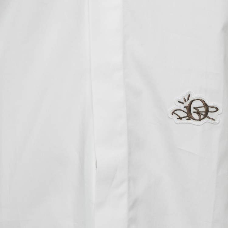 Pre Owned Dior Homme X Cactus White Logo Applique Cotton Shirt M