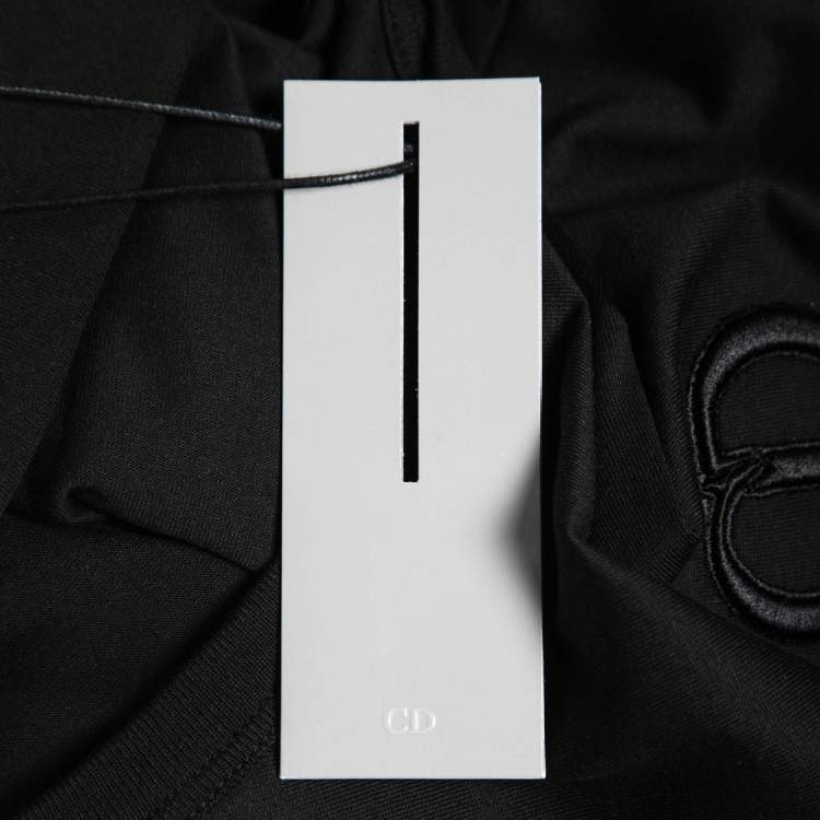 Pre Owned Dior Homme Black CD Icon Embroidered Cotton Crew Neck T-Shirt L