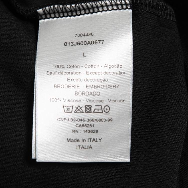 Pre Owned Dior Homme Black CD Icon Embroidered Cotton Crew Neck T-Shirt L