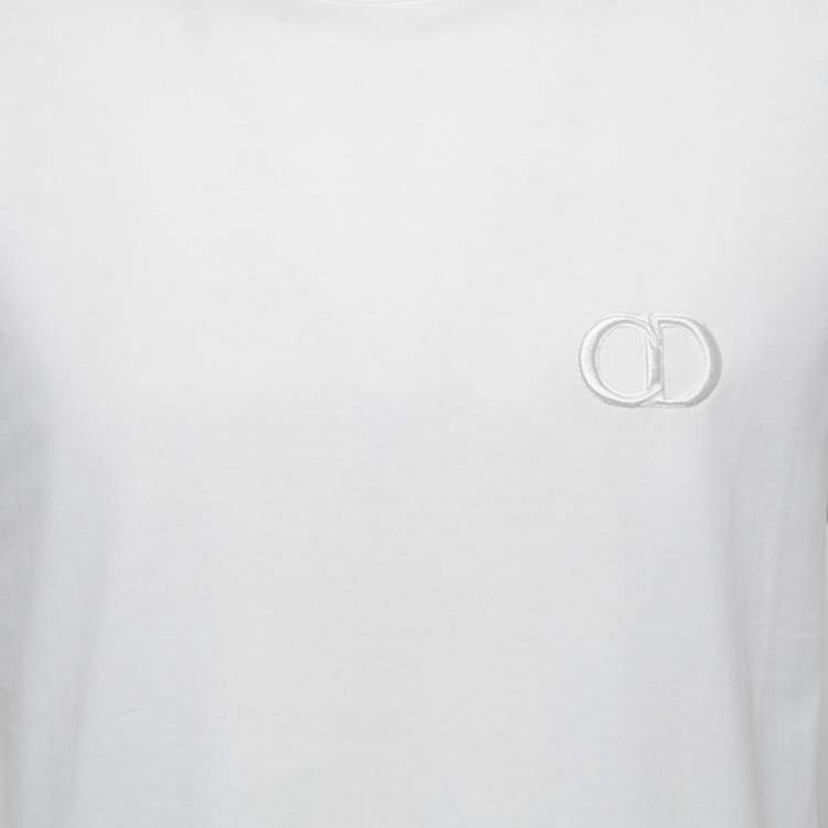 Pre Owned Dior Homme White CD Icon Embroidered Cotton Crew Neck T-Shirt M