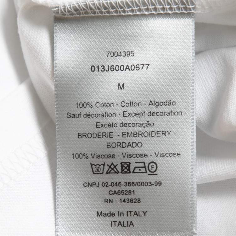 Pre Owned Dior Homme White CD Icon Embroidered Cotton Crew Neck T-Shirt M