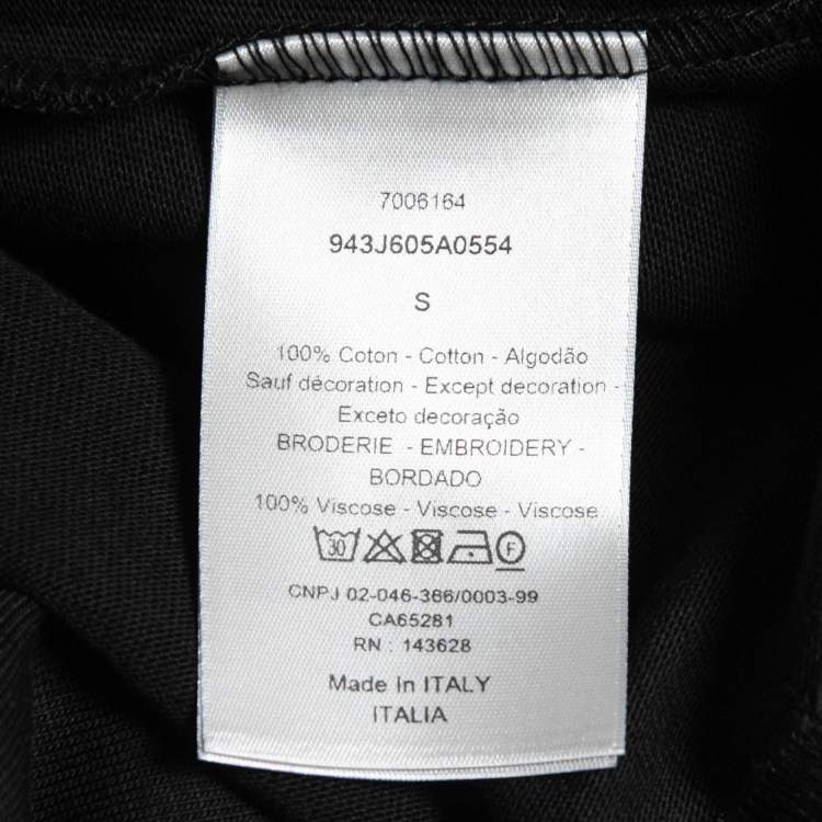 Pre Owned Dior Homme Black CD Icon Embroidered Cotton Relaxed Fit T-Shirt S