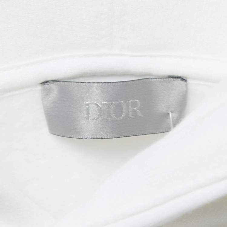 Pre Owned Dior Homme White CD Icon Cotton Hooded Sweatshirt L