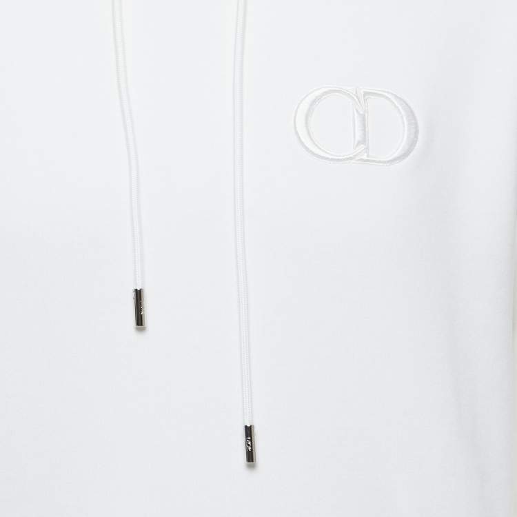 Pre Owned Dior Homme White CD Icon Cotton Hooded Sweatshirt L
