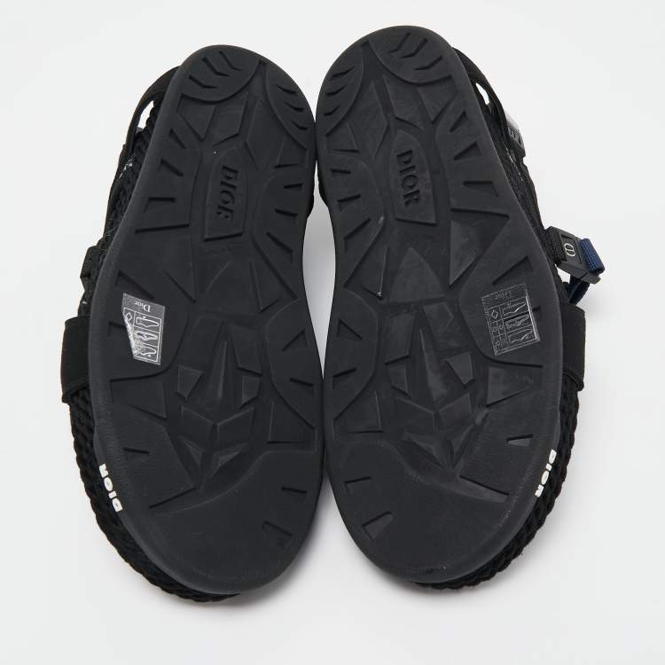 Pre Owned Dior Black/Grey Suede and Canvas Homme Dior Atlas Sandals Size 42
