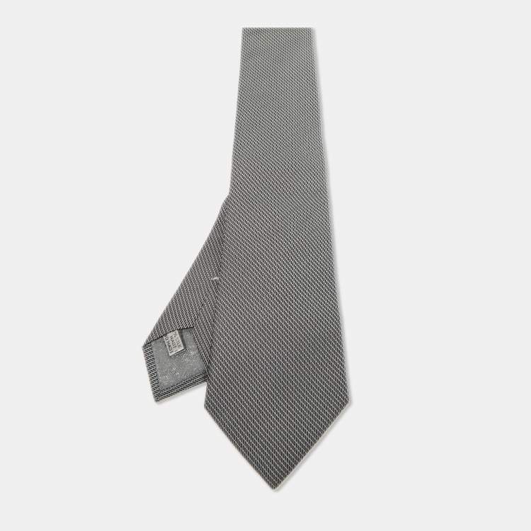 Pre Owned Dior Homme Grey Patterned Silk Classic Tie