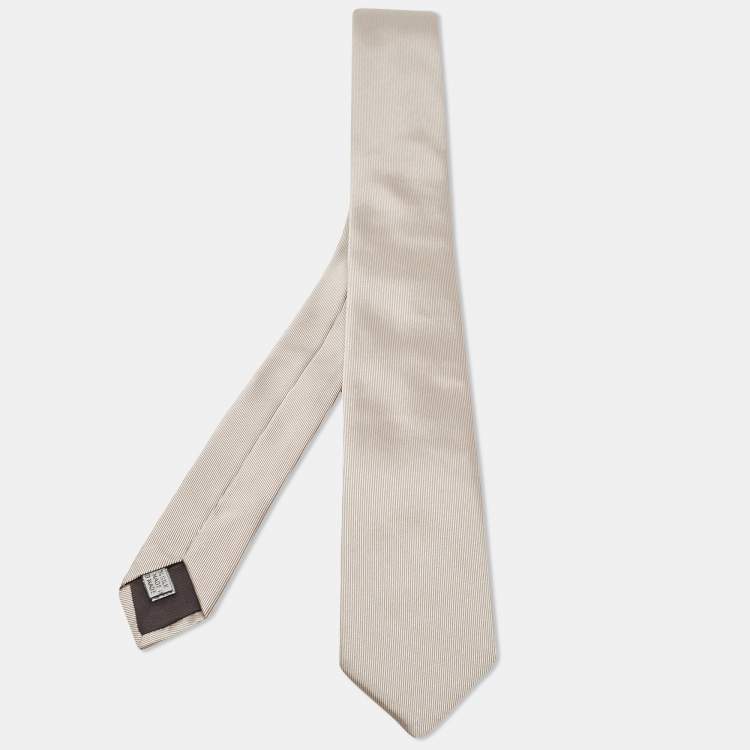 Pre Owned Dior Homme Grey Silk Skinny Tie 