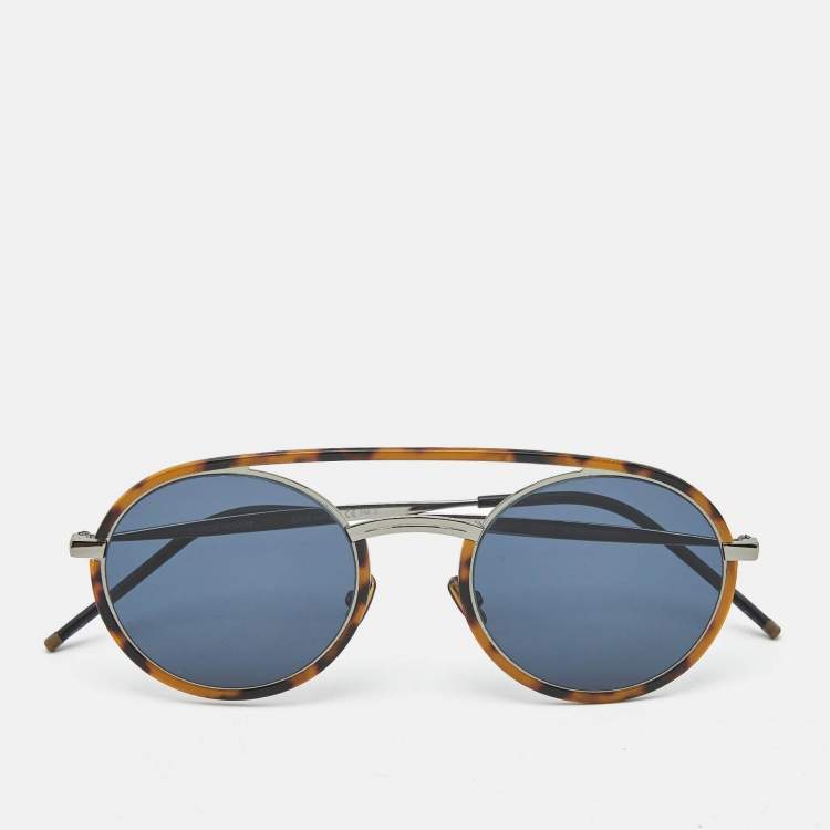 Pre Owned Dior Homme Tortoise Brown/Black EPZA9 Synthesis01 Round Sunglasses