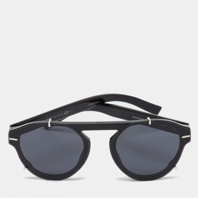 Pre Owned Dior Homme Black/Grey BlackTie254S Oval Sunglasses