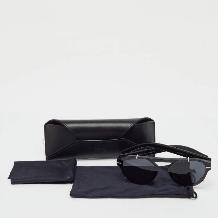 Pre Owned Dior Homme Black/Grey BlackTie254S Oval Sunglasses