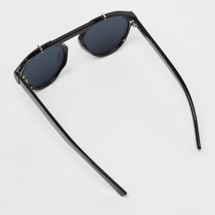 Pre Owned Dior Homme Black/Grey BlackTie254S Oval Sunglasses