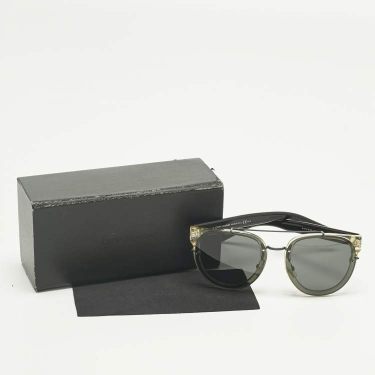 Pre Owned Dior Homme Black/Green BlackTie 143S Aviator Sunglasses