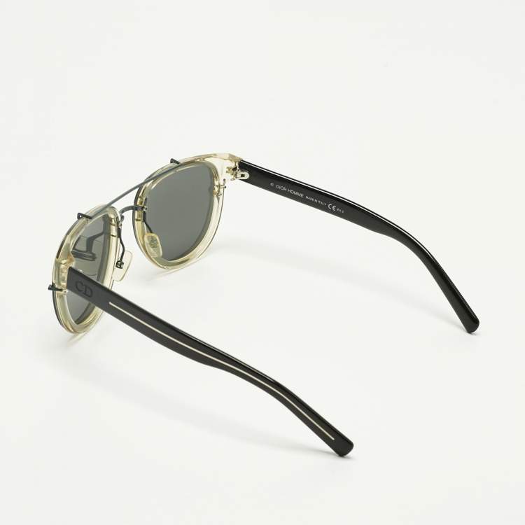 Pre Owned Dior Homme Black/Green BlackTie 143S Aviator Sunglasses