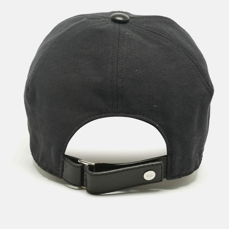 Pre Owned Dior Homme Black Logo Embroidered Cotton Baseball Cap S