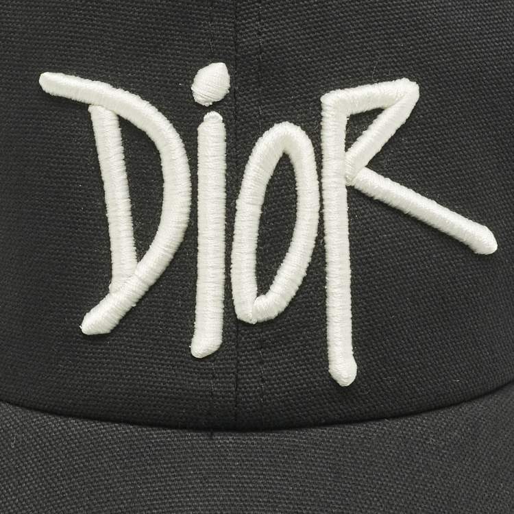 Pre Owned Dior Homme Black Logo Embroidered Cotton Baseball Cap S