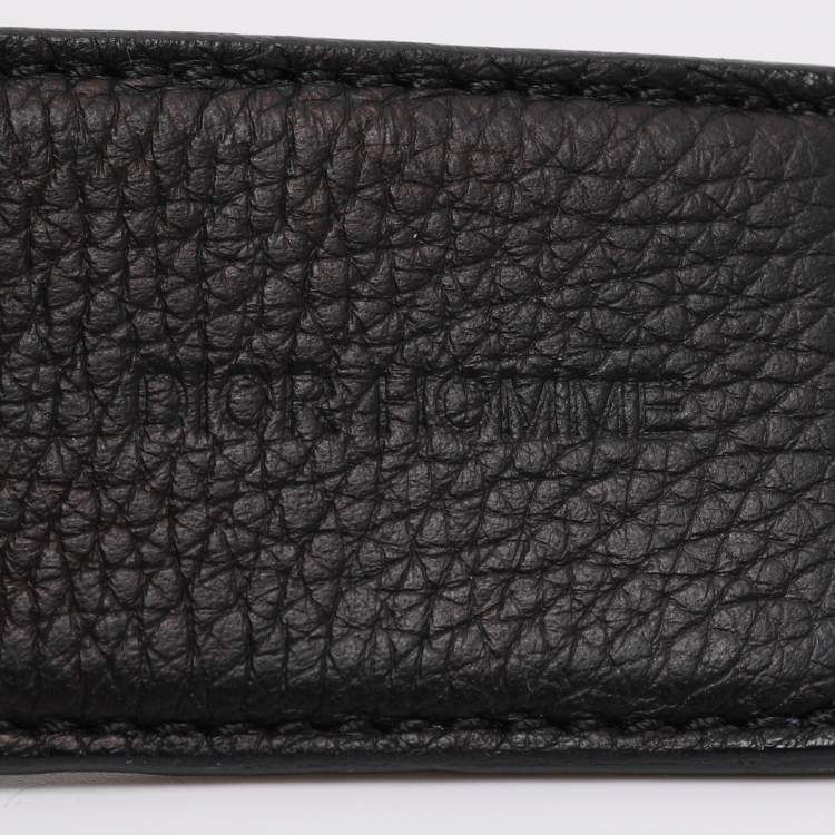 Pre Owned Dior Homme Black/Black Leather CD Logo Slim Reversible Belt 105CM