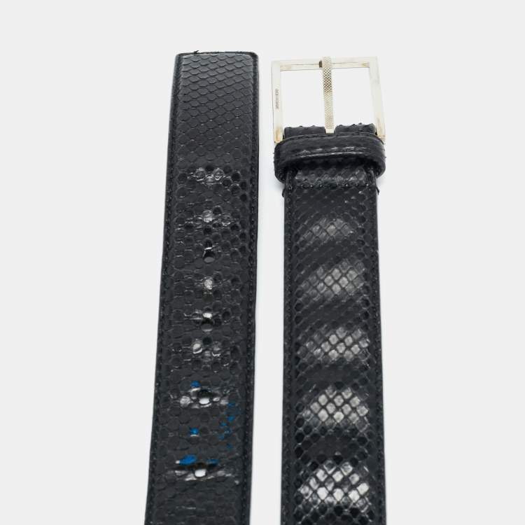 Pre Owned Dior Homme Buckle 95CM Belt Black Snakeskin 