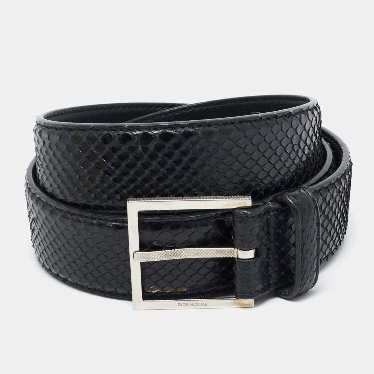 Pre Owned Dior Homme Buckle 95CM Belt Black Snakeskin 